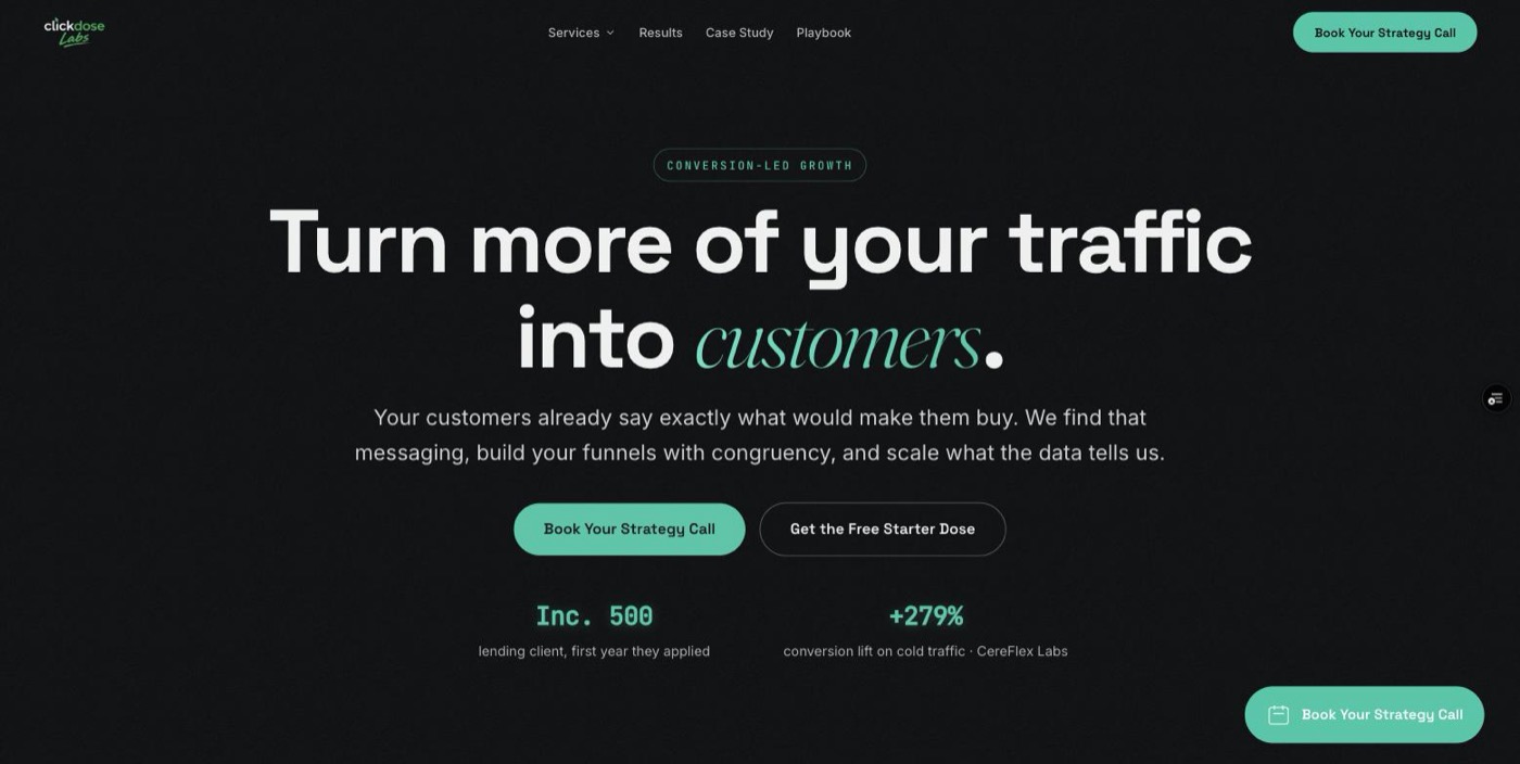 ClickDose Labs homepage