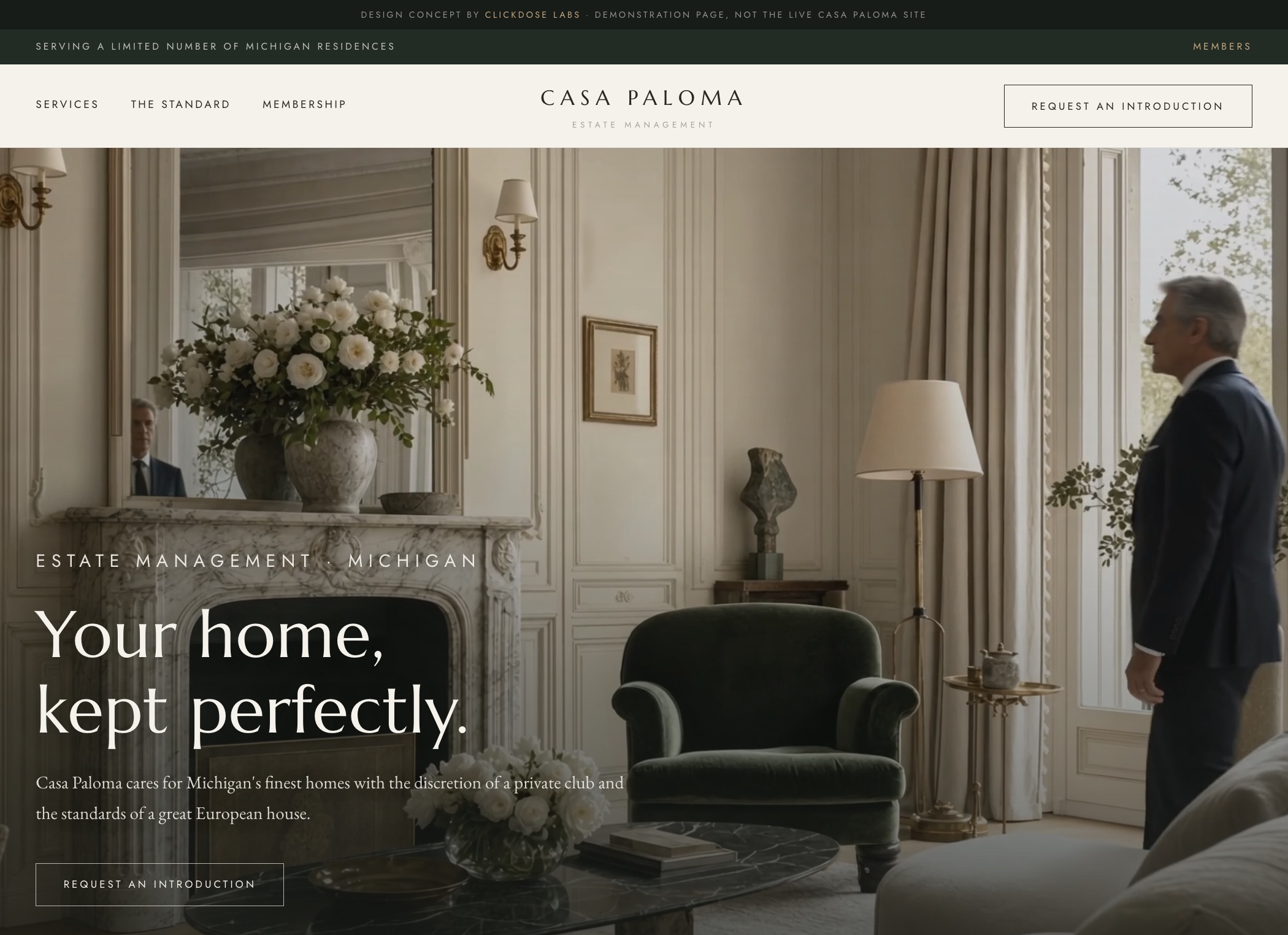 Screenshot of the Casa Paloma homepage demo