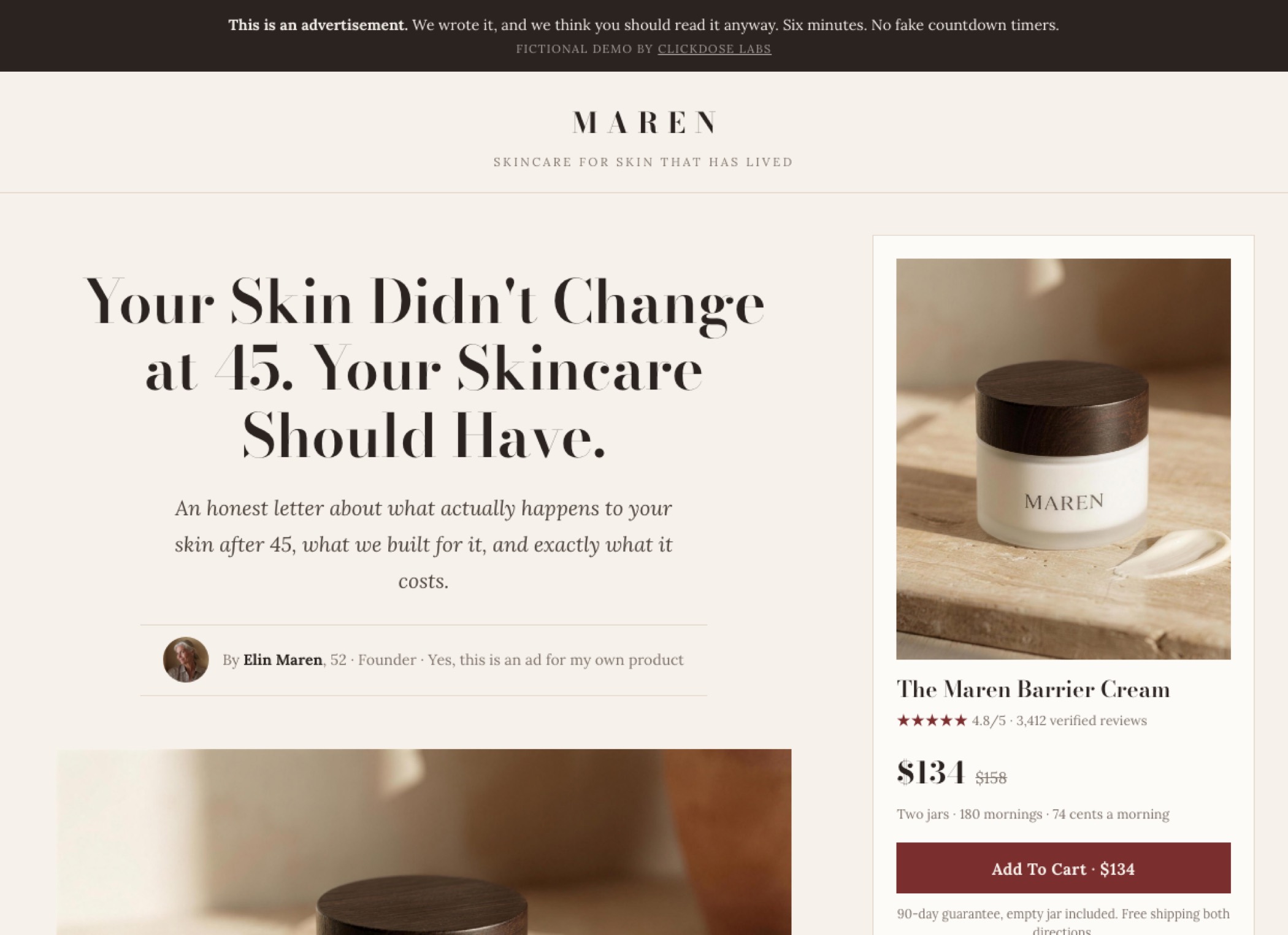 Maren advertorial page built by ClickDose Labs