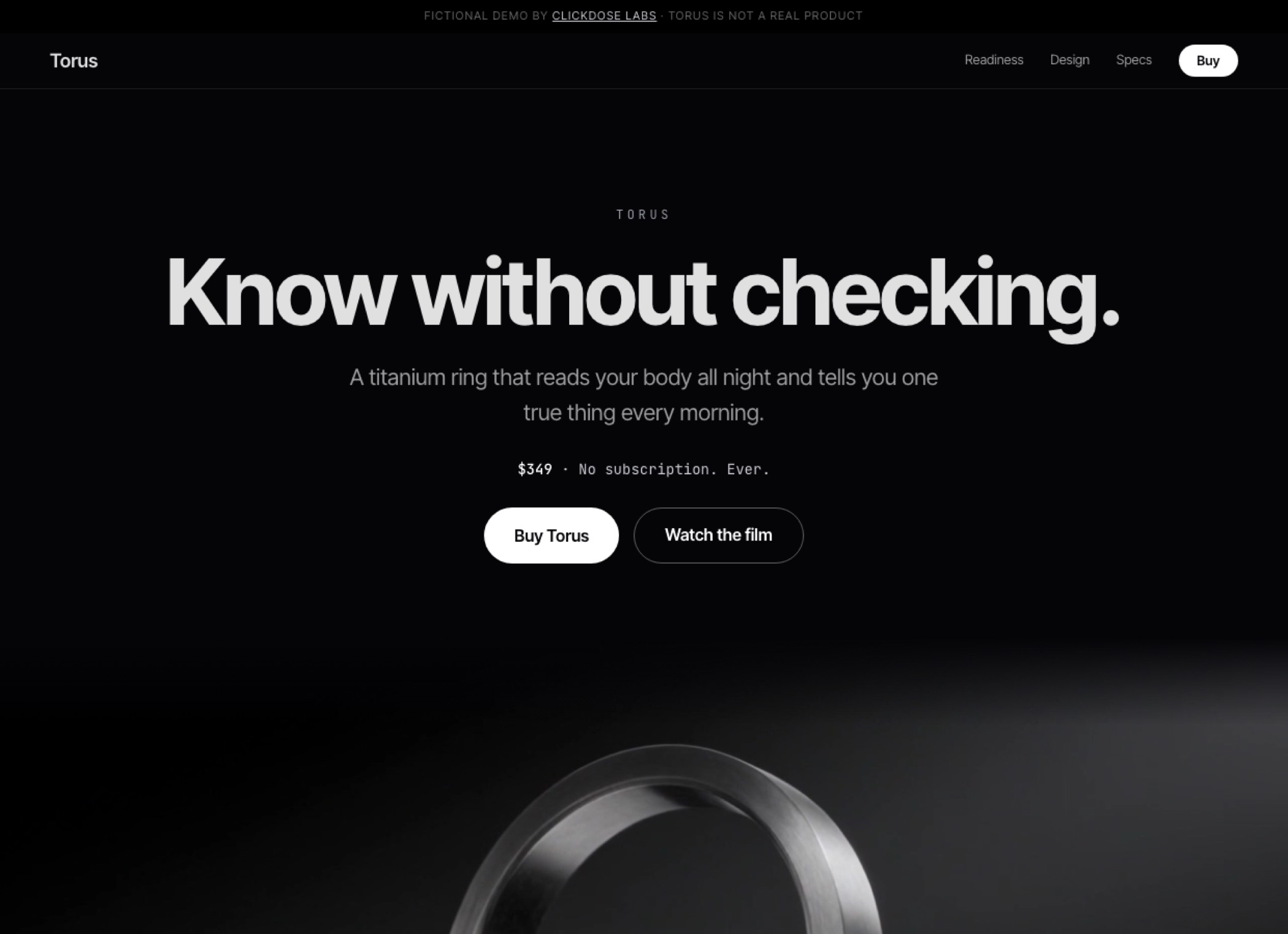 Torus product launch page built by ClickDose Labs