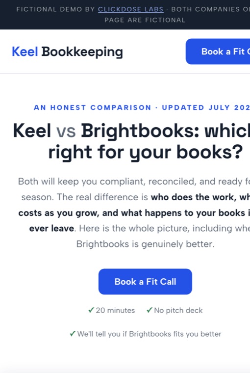 Comparison page demo