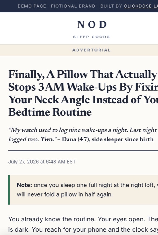 Listicle advertorial demo
