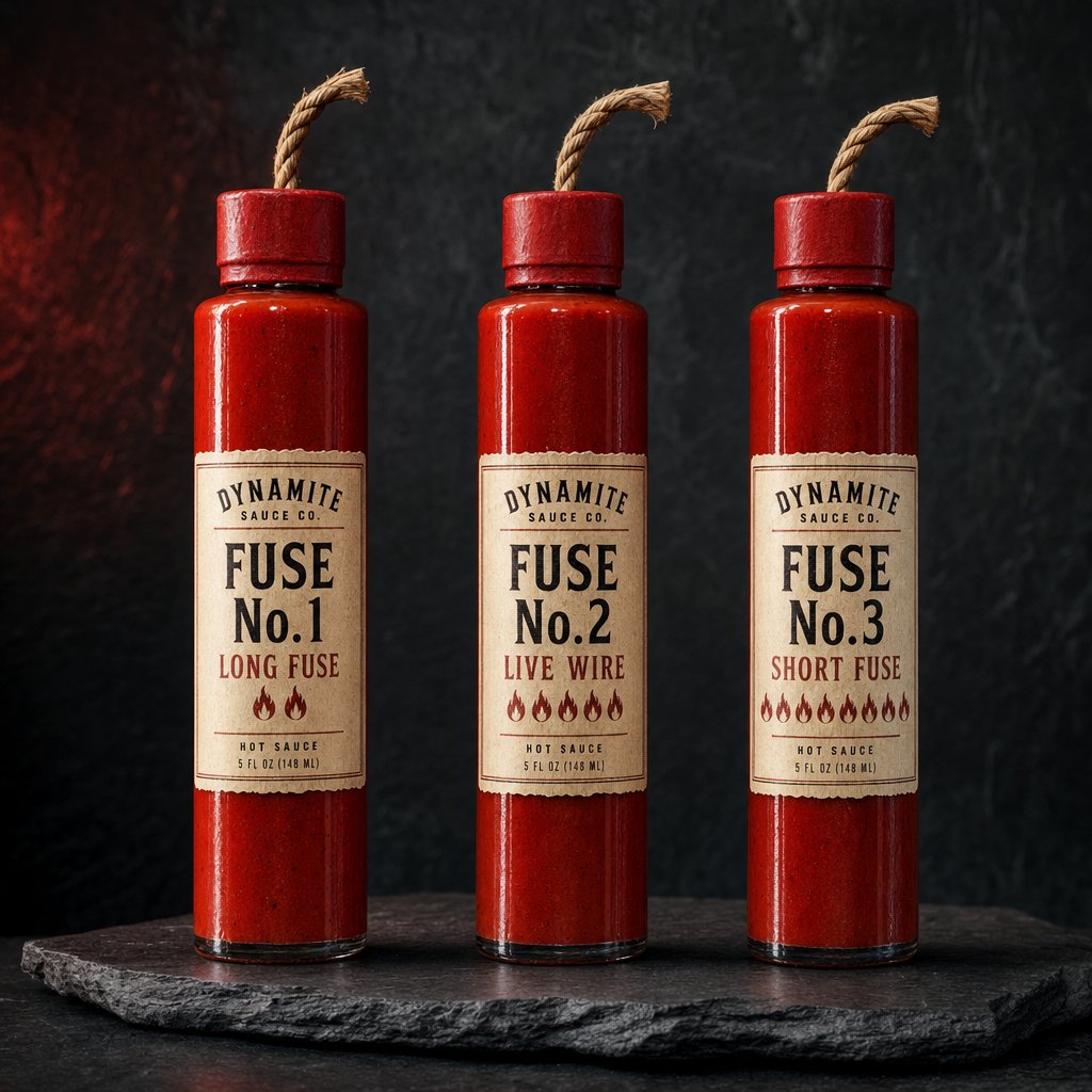 Three FUSE bottles: Long Fuse, Live Wire, and Short Fuse on dark slate